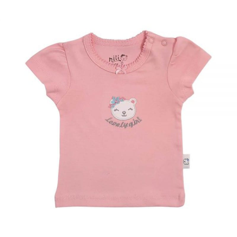 short lovly بلوز آستین کوتاه دخترانه لاولی نیلی